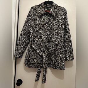 Sandro Studio Lightweight Black and White Zebra Pattern Windbreaker